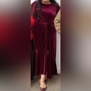 Maison Tara red burgundy velvet dress